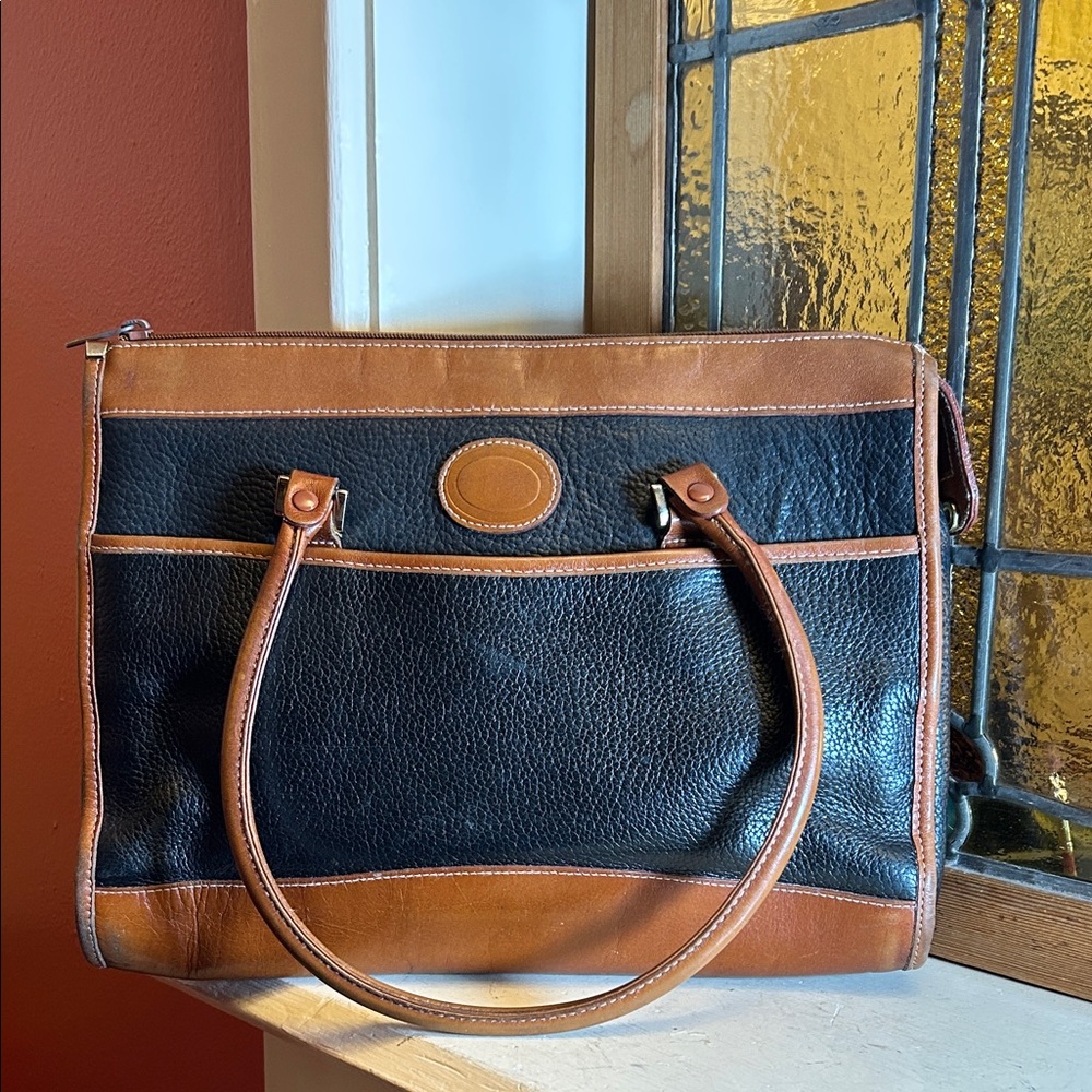 Chic Black and Tan Leather Tote Bag